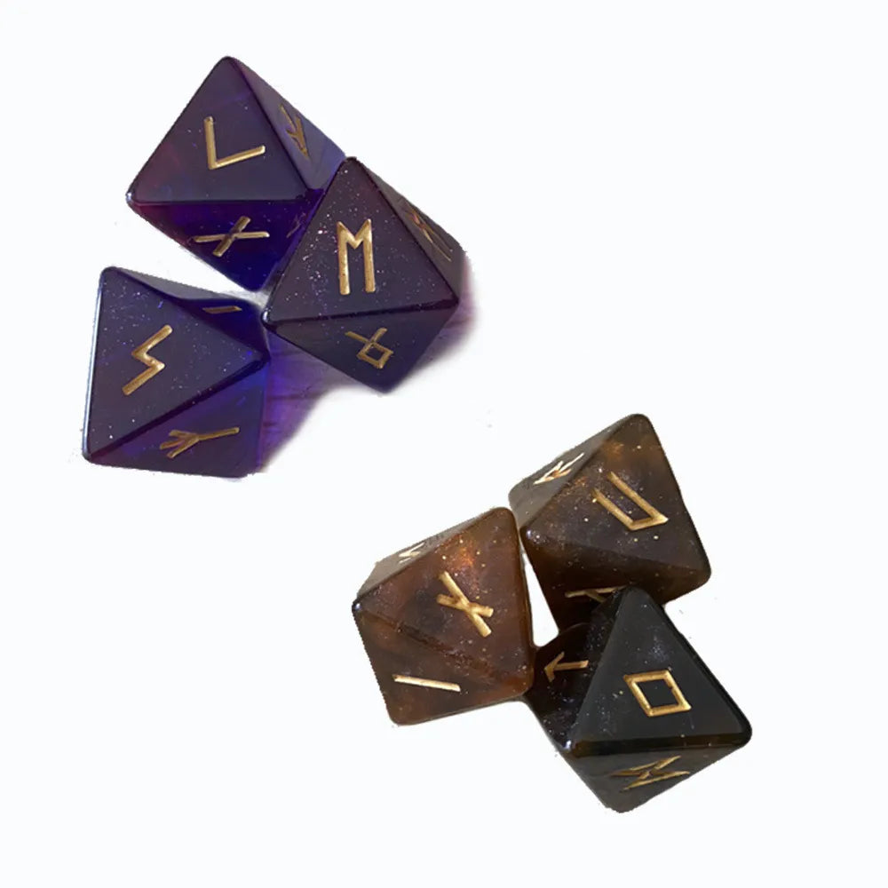 3 Pcs 8-Sided Rune Dice set Resin Assorted  Witchcraft Dices