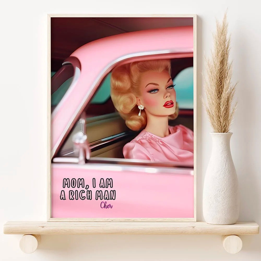 Wall Art Pink Rich Girl Canvas no frame