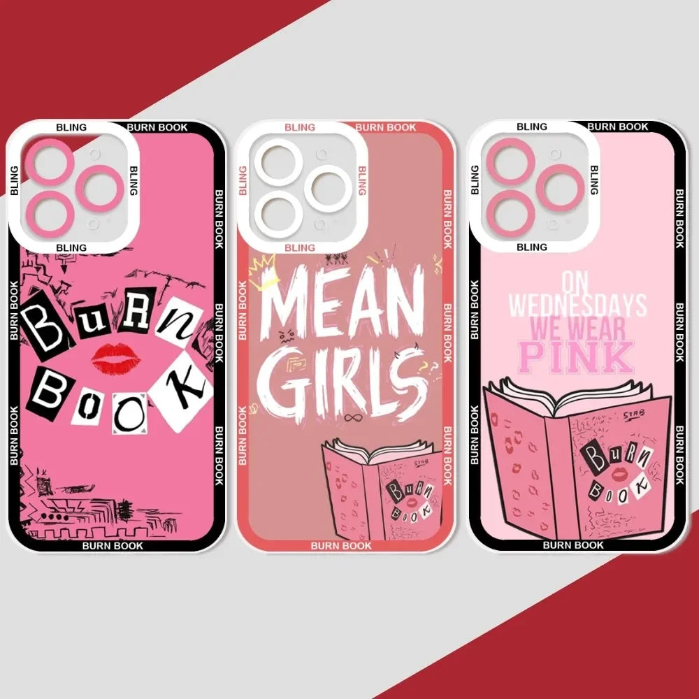 Burn Book Mean Girls Bling Cute Phone Case Phone Case For IPhone 11 12 13 15 Pro Max 14 Pro Max Case Shell Funda Cover