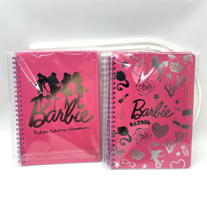 Barbie A5 Notebooks Kawaii Coil Horizontal Line Trendy Movie Students Diary Books Office Portable Smooth Pink Girls Kids Gift