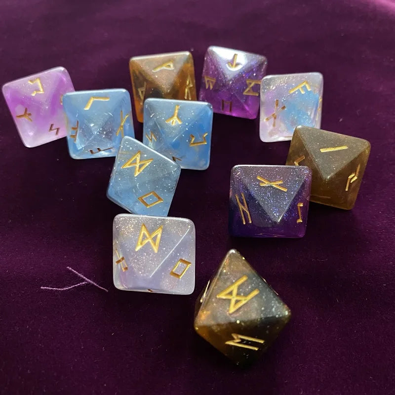 3 Pcs 8-Sided Rune Dice set Resin Assorted  Witchcraft Dices