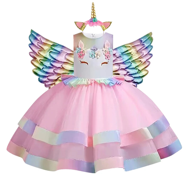 Baby Girls Unicorn Tutu Dress Pastel Rainbow