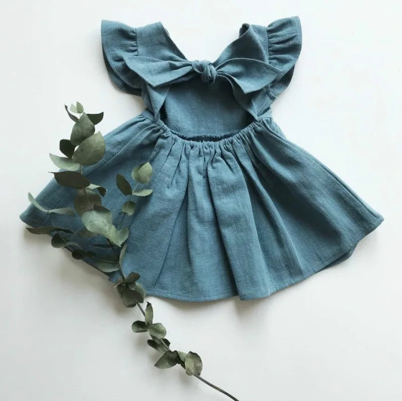 Girls Dress Bow backed skater dress