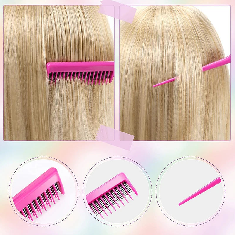 8pcs Hair Styling Comb Set Teasing Hair Brush Triple Teasing Comb Rat Tail Combs Edge Brush Hair Tail Tools Braid Tool Loop