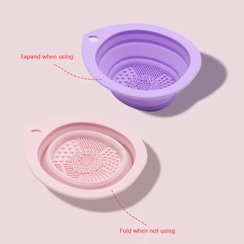 Silicone Makeup Brush Cleaner Folding Cleaning Bowl