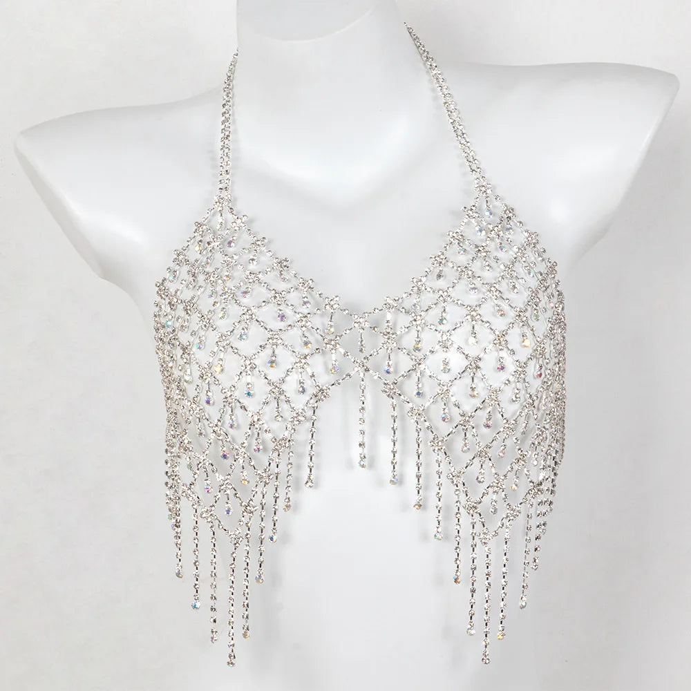 Bikini rhinestone breast chain