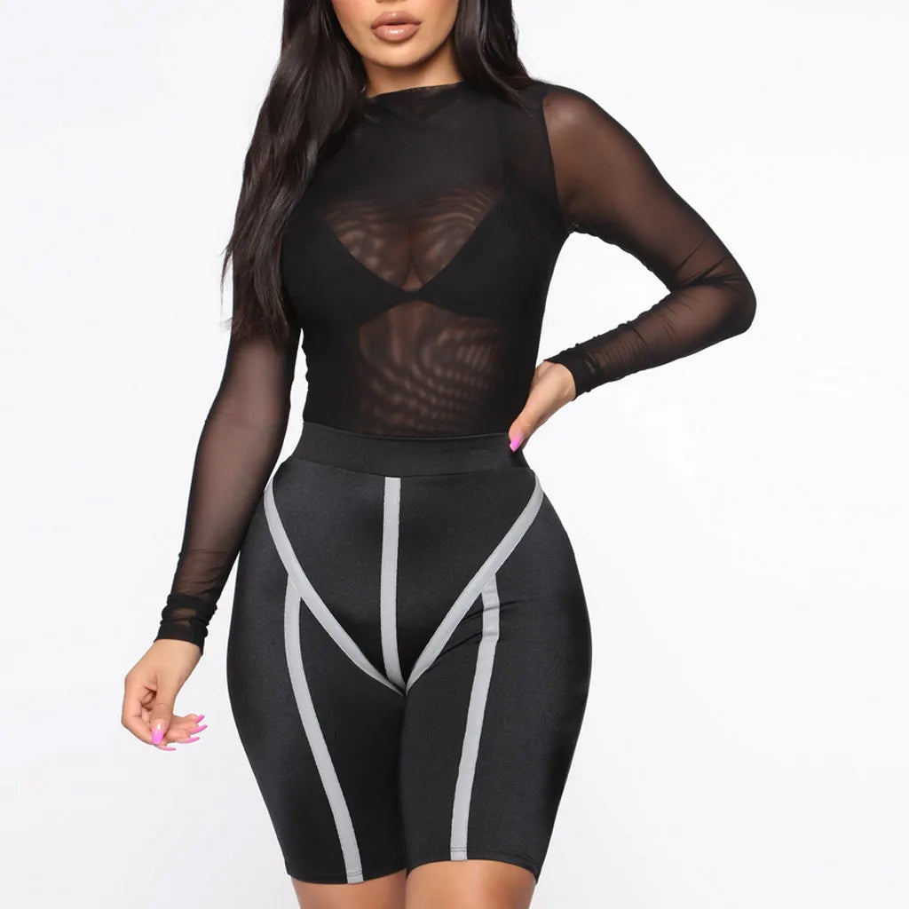 Women's Underwear One Piece Lace Mesh Long Sleeve