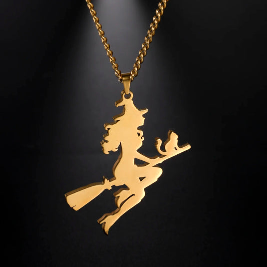 Stainless Steel Necklace Witch