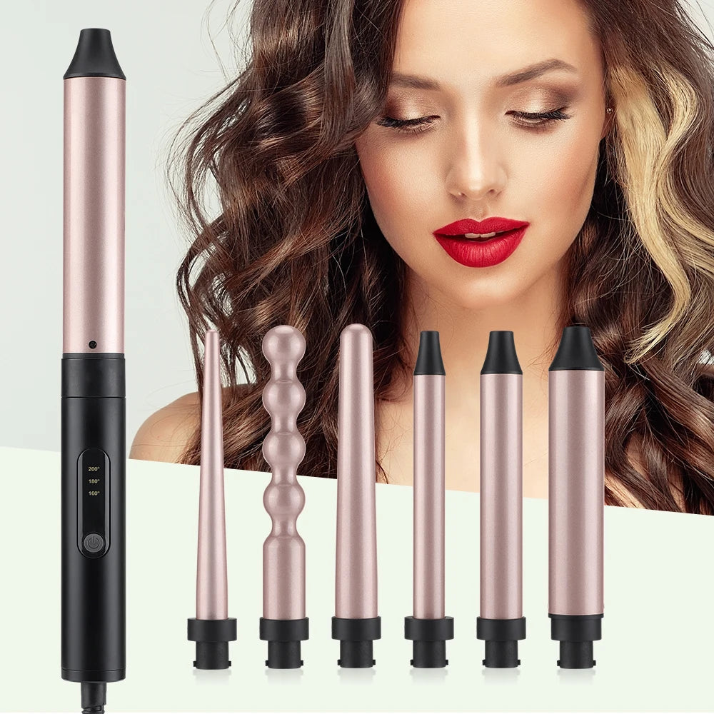 5 In 1 Hair Curlers Care Styling Curling Wand Hair Iron Curler Set Curler Hair Styles Tool Multifunctional barrel Rotating