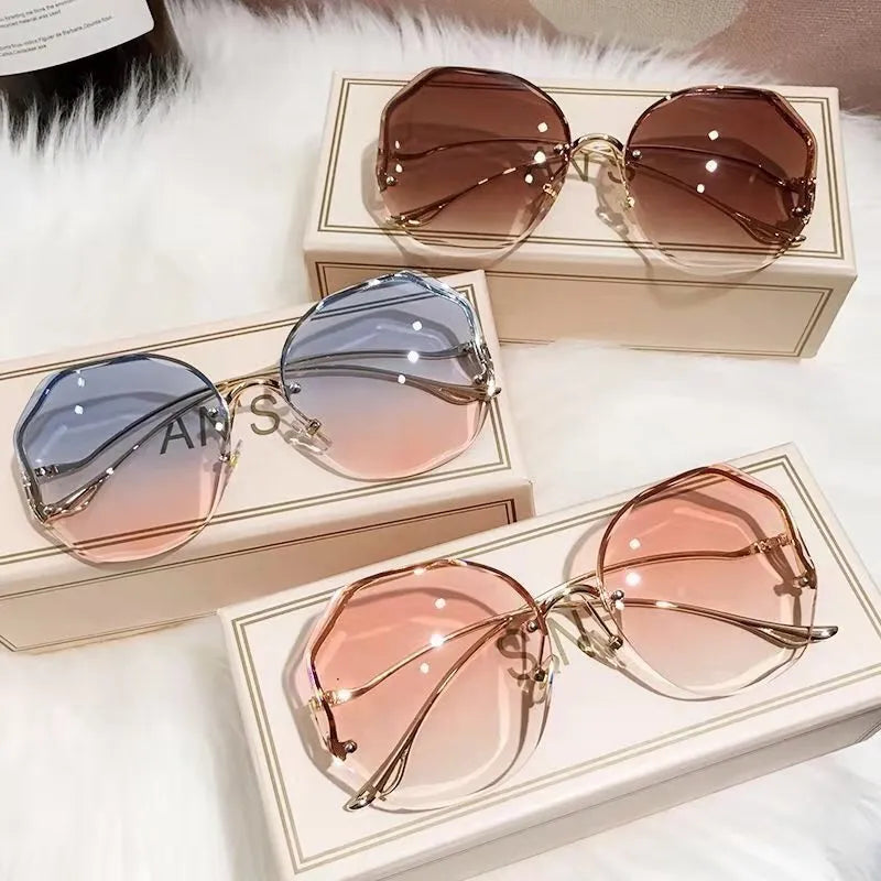 Rimless Sunglasses Water Cut UV400