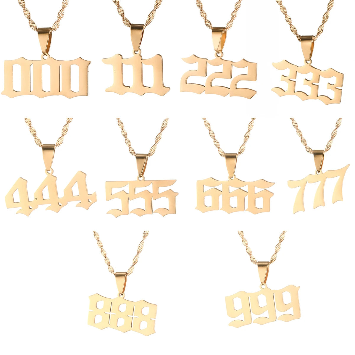 Stainless Steel Angel Number Necklaces