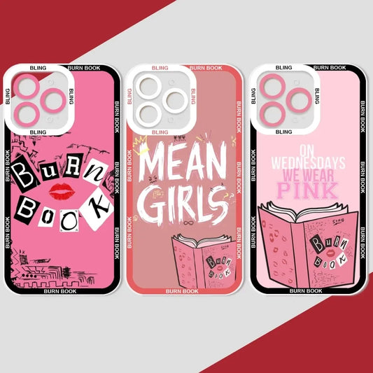 Burn Book Mean Girls Bling Cute Phone Case Phone Case For IPhone 11 12 13 15 Pro Max 14 Pro Max Case Shell Funda Cover