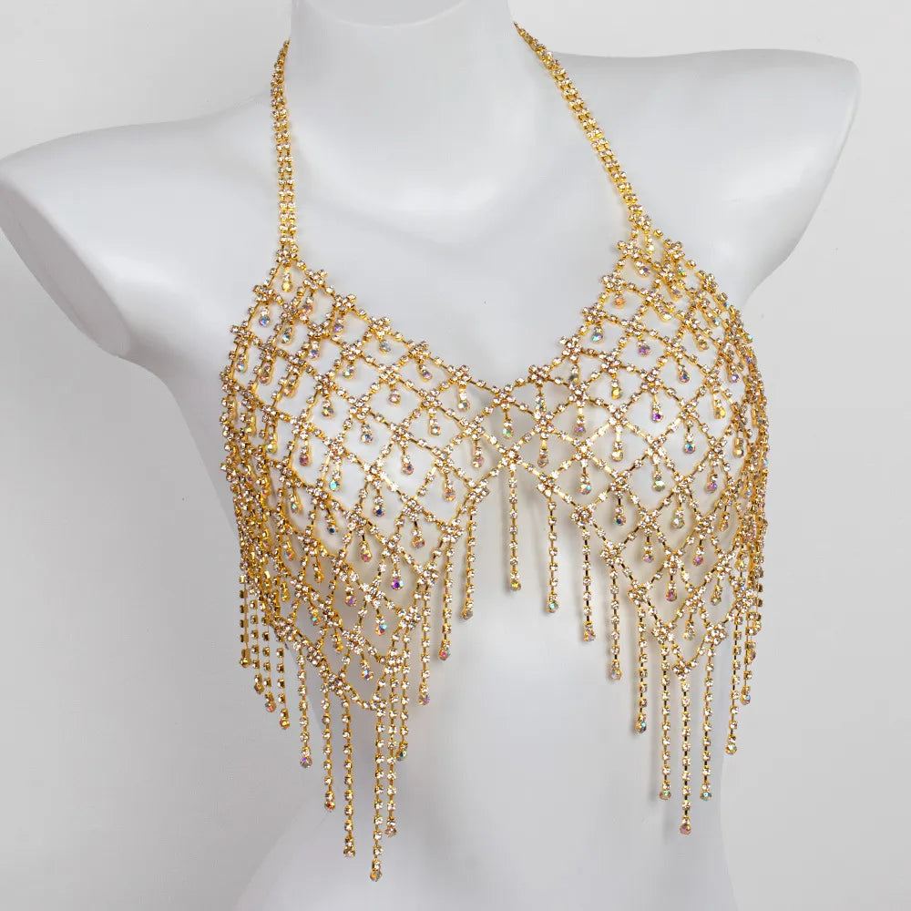 Bikini rhinestone breast chain