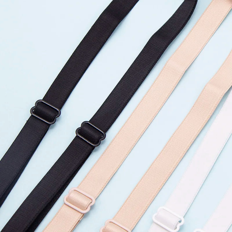 Women Slip Resistant Bra Straps Double Shoulder Elastic Brassiere Lady Push Up Bra Black White Invisible Lingerie Accessories