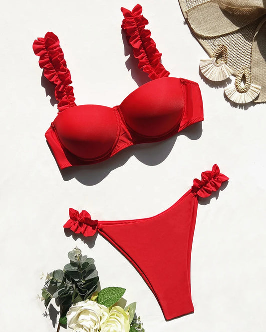 Push Up red Bikini Set