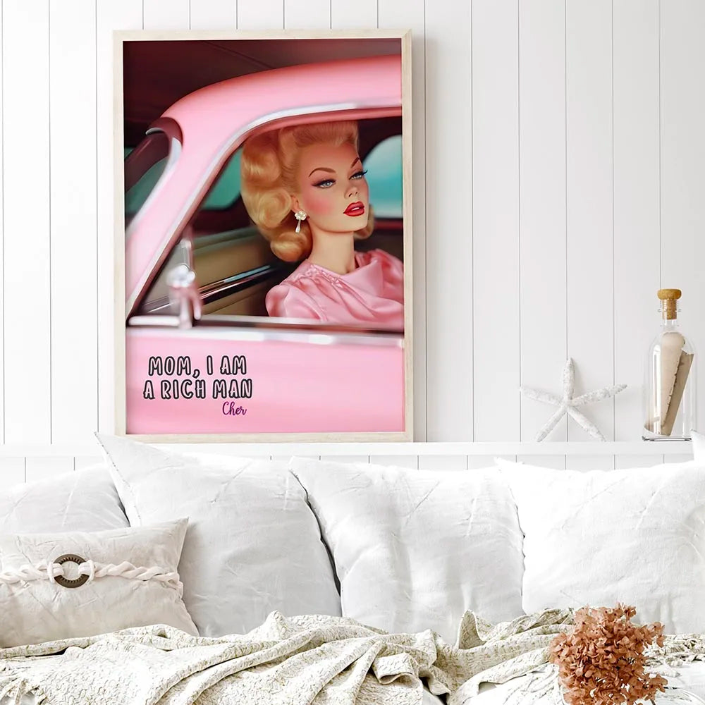 Wall Art Pink Rich Girl Canvas no frame