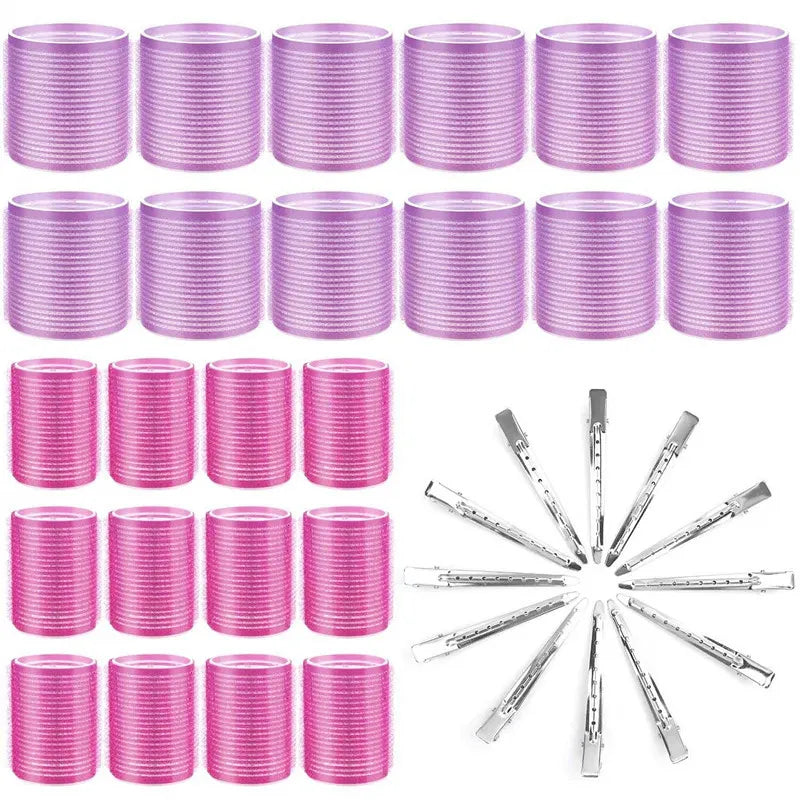 Self Grip Hair Curlers 36Pcs Jumbo Big Hair Roller Set with Stainless Steel Duckbill Clip for Long Medium Short Thick Thin Bangs