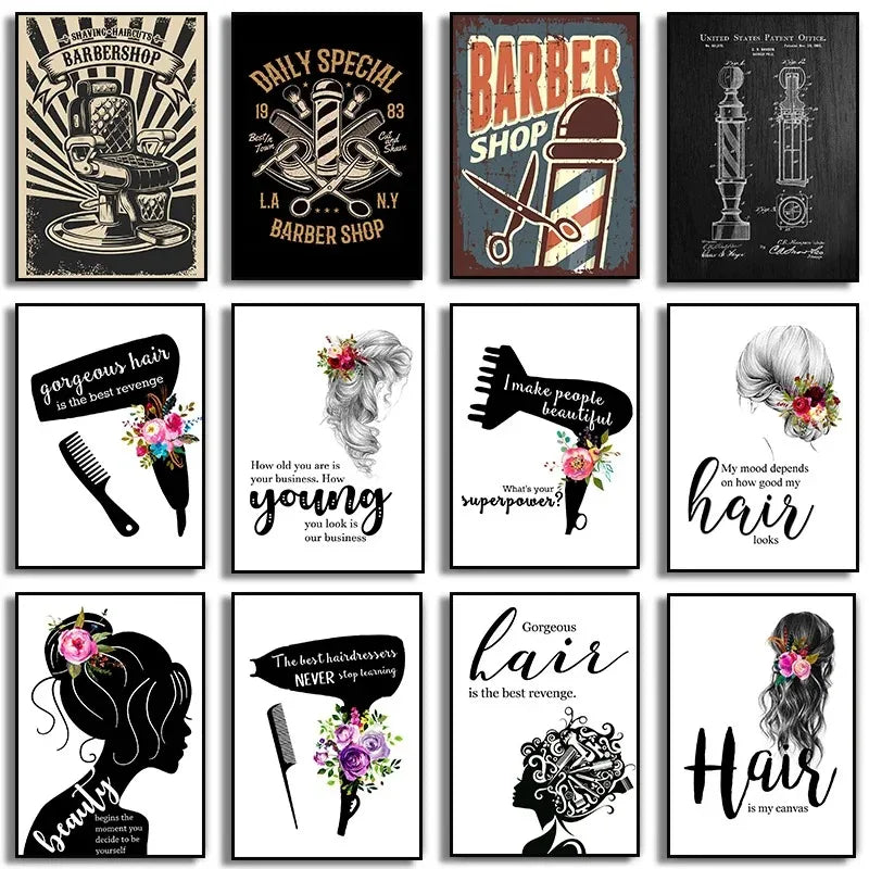 Hair Salon Tools Hairdresser Cosmetology Wall Art