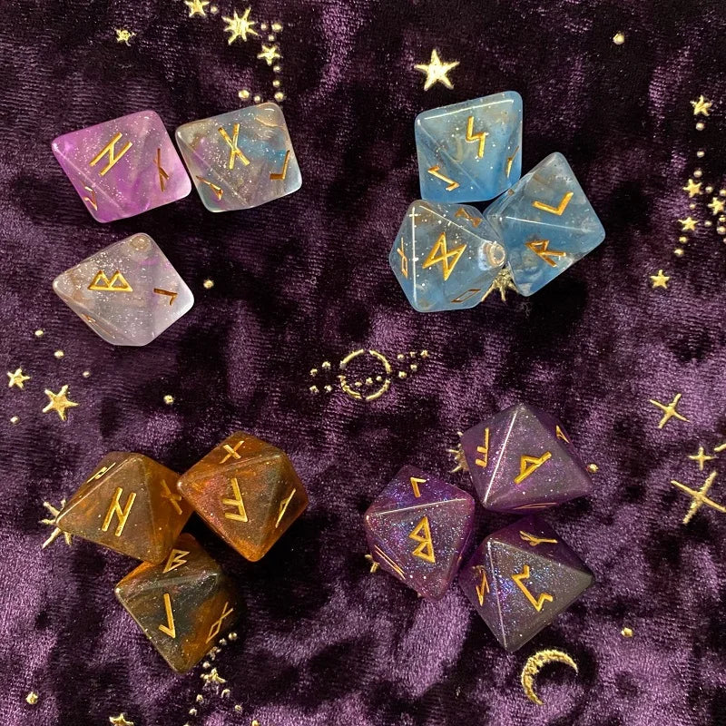 3 Pcs 8-Sided Rune Dice set Resin Assorted  Witchcraft Dices