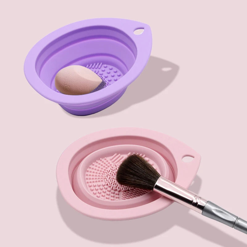 Silicone Makeup Brush Cleaner Folding Cleaning Bowl