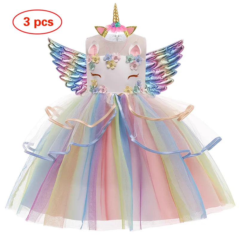 Baby Girls Unicorn Tutu Dress Pastel Rainbow