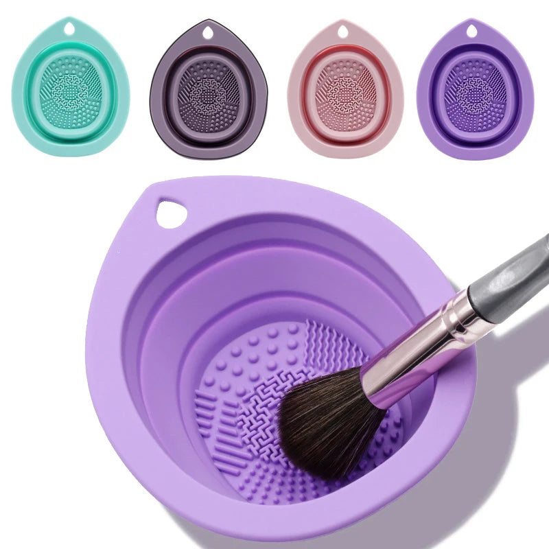 Silicone Makeup Brush Cleaner Folding Cleaning Bowl