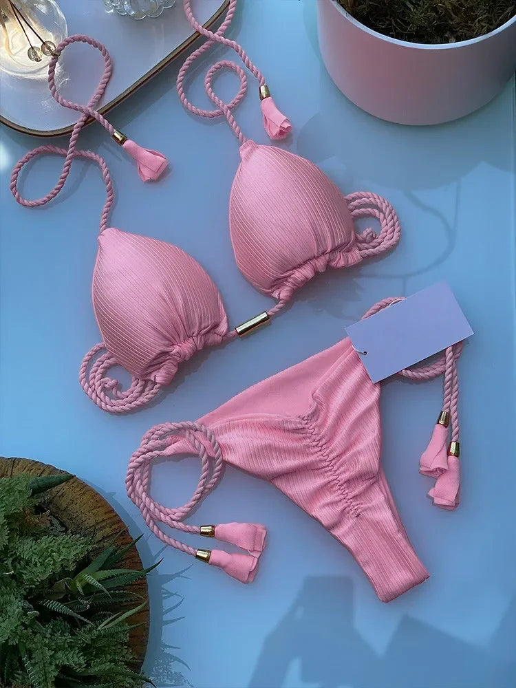 triangle bikini set with detailing