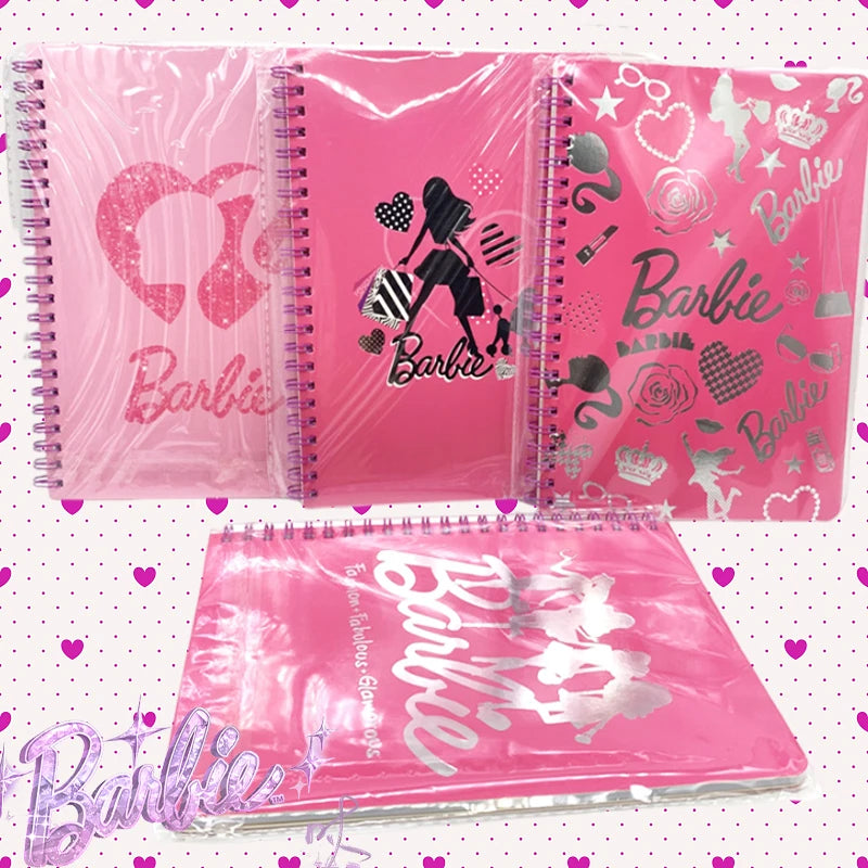 Barbie A5 Notebooks Kawaii Coil Horizontal Line Trendy Movie Students Diary Books Office Portable Smooth Pink Girls Kids Gift