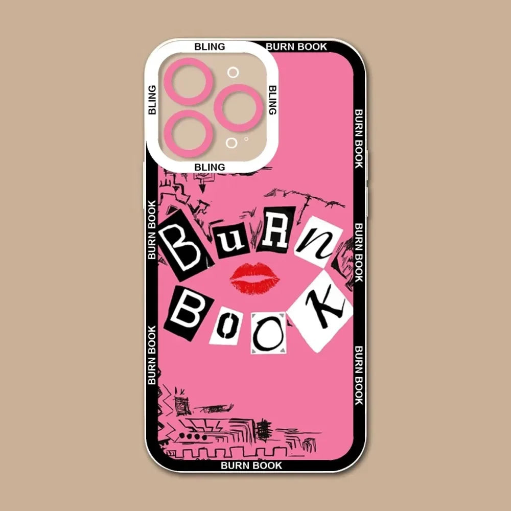 Burn Book Mean Girls Bling Cute Phone Case Phone Case For IPhone 11 12 13 15 Pro Max 14 Pro Max Case Shell Funda Cover