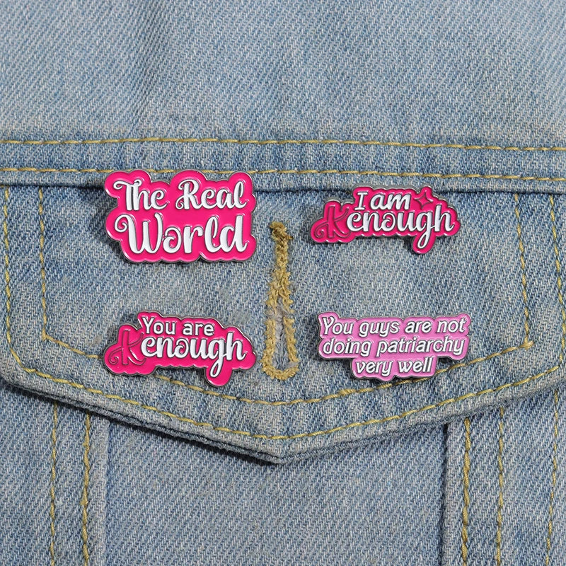 Cute Pink Proverb Phrases Enamel Pins Barbie