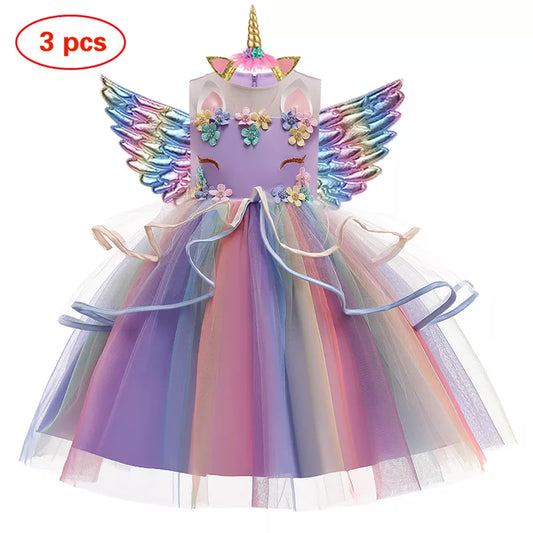 Baby Girls Unicorn Tutu Dress Pastel Rainbow