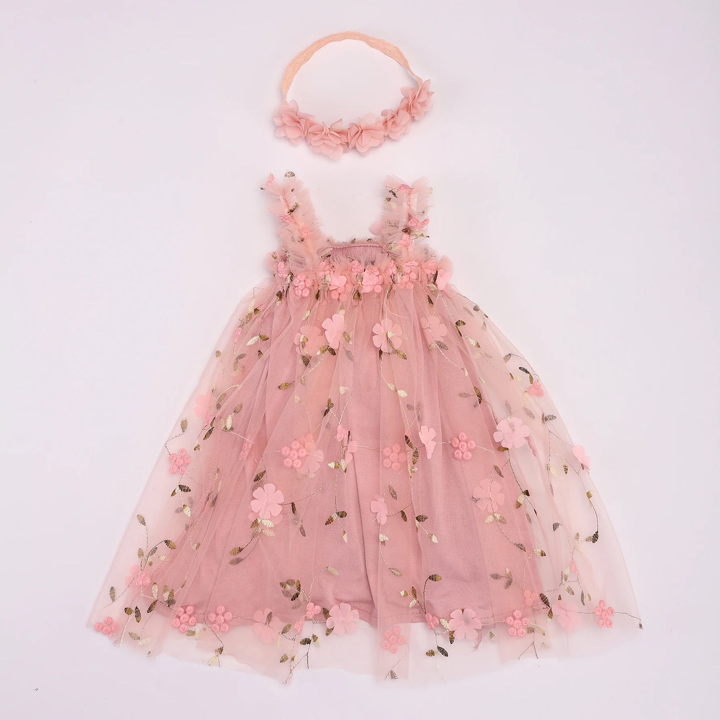 Tutu Dress Sleeveless Embroidery Floral