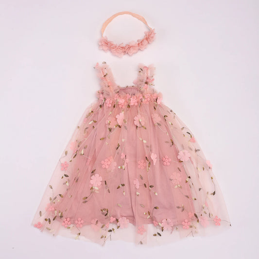 Tutu Dress Sleeveless Embroidery Floral