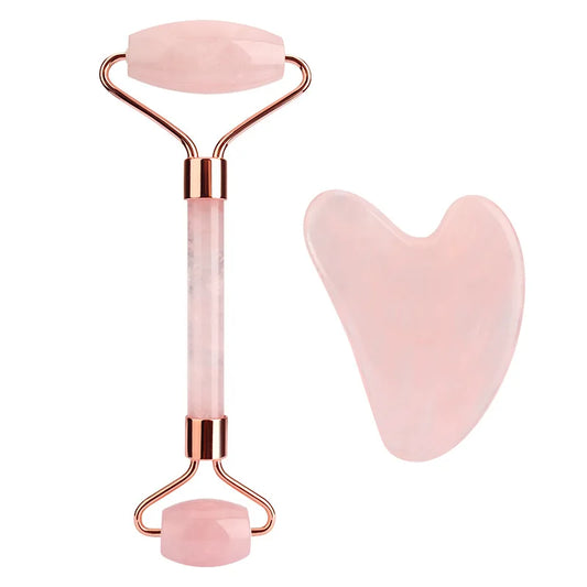 Anti Aging Jade Stone Massage Set Gua Sha Rose Quartz